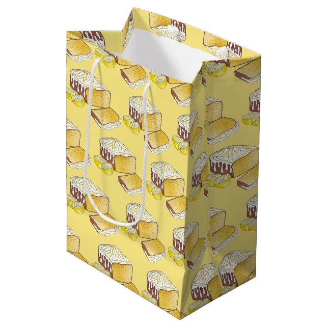 Lemon Drizzle Pound Cake Loaf British Baking Food Medium Gift Bag (Front Angled)