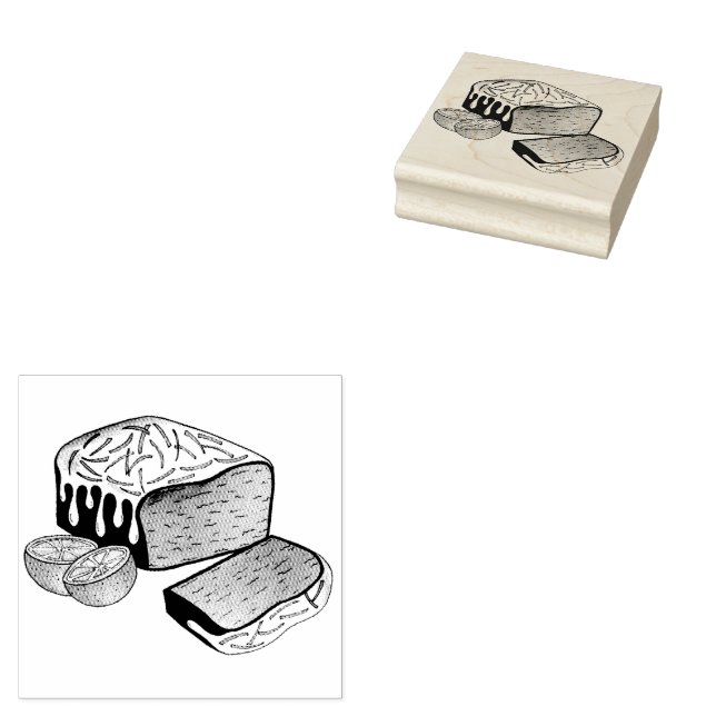 Lemon Drizzle Pound Cake Loaf British Baking Food Rubber Stamp (Stamped)