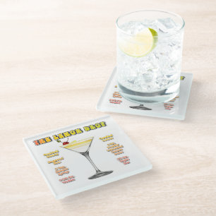 LEMON DROP MARTINI Cocktail Recipe Art Glass Coaster
