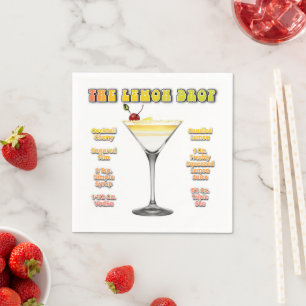 LEMON DROP MARTINI Cocktail Recipe Art Napkin