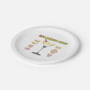 LEMON DROP MARTINI Cocktail Recipe Art Paper Plate