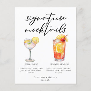 Lemon Drop Summer Sunrise Wedding Mocktails Menu