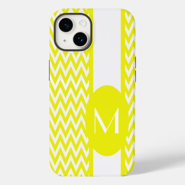 Lemon Elegant Chevron Design with monogram Case-Mate iPhone Case (Back)