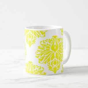 Lemon Elegant Damask Coffee Mug
