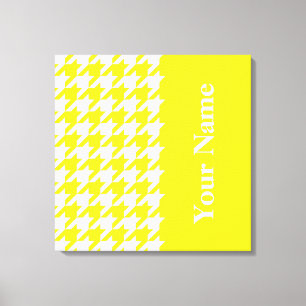 Lemon Elegant Houndstooth with name Canvas Print