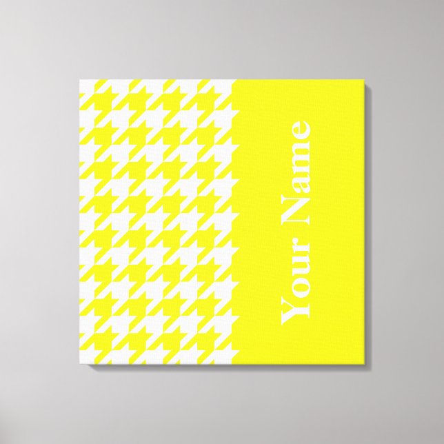 Lemon Elegant Houndstooth with name Canvas Print (Front)