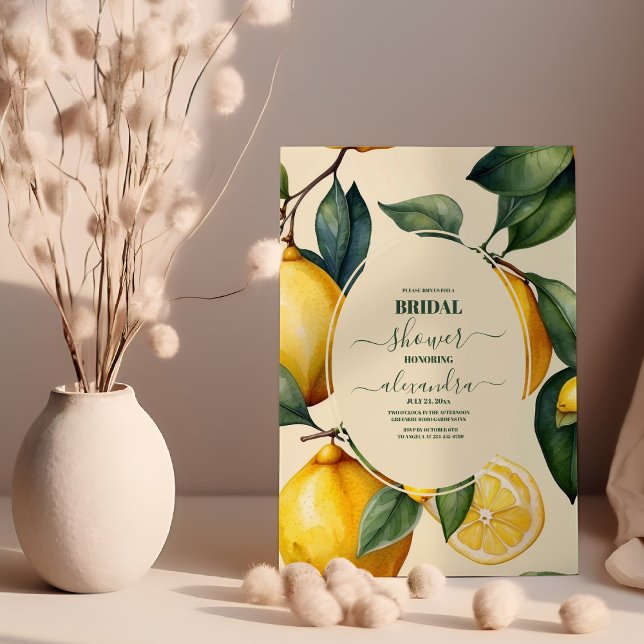 Lemon Elegant Modern Summer Bridal Shower Invitation (Creator Uploaded)