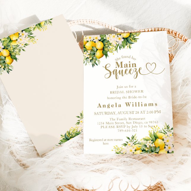 Lemon Elegant Modern Summer Bridal Shower  Invitation (Creator Uploaded)