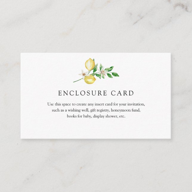 Lemon Enclosure Card (Front)