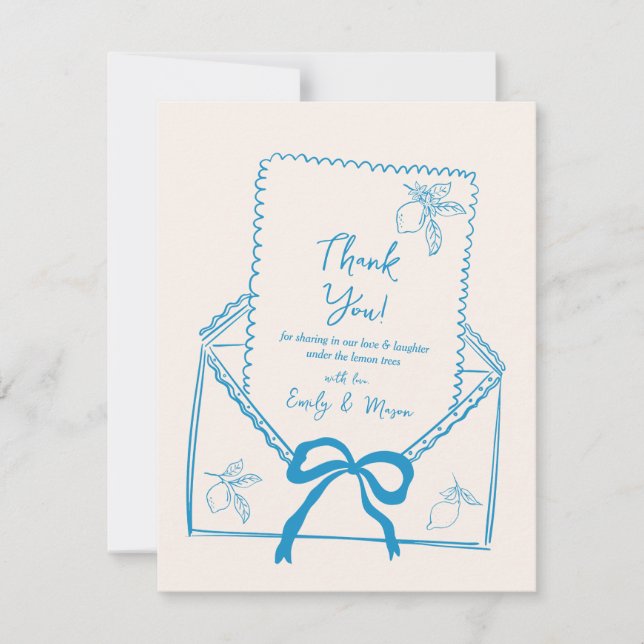 Lemon Engagement Party or Wedding Thank You Cards (Front)