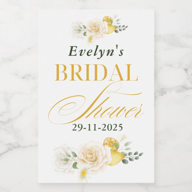 Lemon Eucalyptus Rose Bridal Shower Food Label (Single Label)