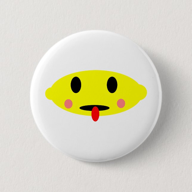 Lemon face 6 cm round badge (Front)