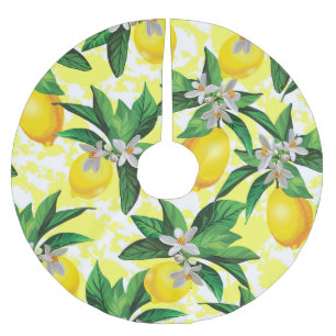 Lemon Fantasy: Creative Floral Pattern Brushed Polyester Tree Skirt