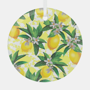 Lemon Fantasy: Creative Floral Pattern Glass Tree Decoration