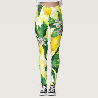 Lemon Fantasy: Creative Floral Pattern Leggings