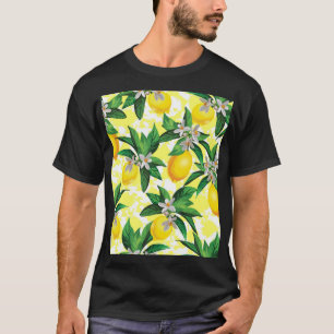 Lemon Fantasy: Creative Floral Pattern T-Shirt
