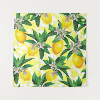 Lemon Fantasy: Creative Floral Pattern Tapestry