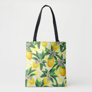 Lemon Fantasy: Creative Floral Pattern Tote Bag