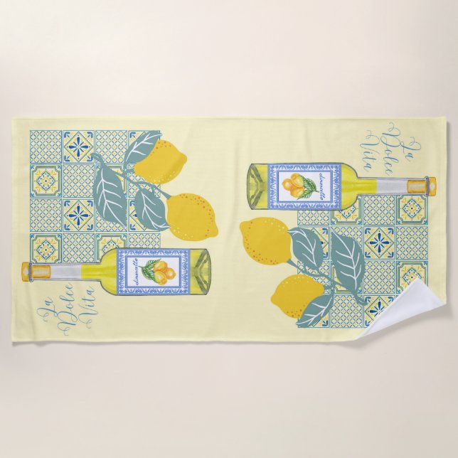  Lemon Farm Retro Beach Towel (Front)