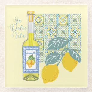 Lemon Farm Retro Glass Coaster
