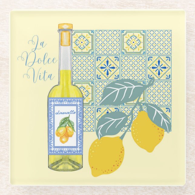  Lemon Farm Retro Glass Coaster (Front)