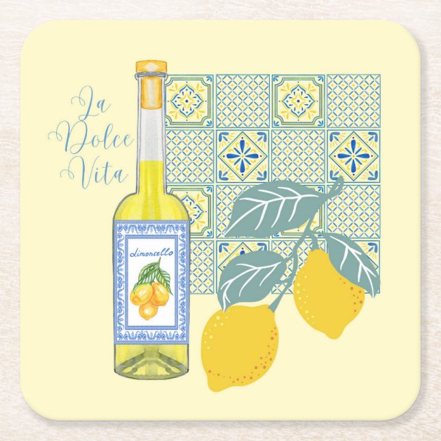  Lemon Farm Retro Square Paper Coaster (Front)