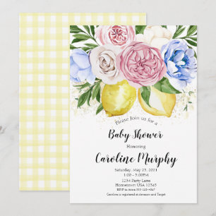 Lemon Floral Baby Shower invitation Gender Neutral