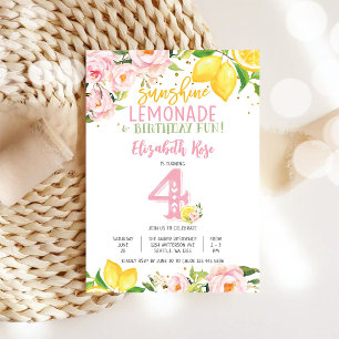 Lemon Floral Birthday Invitation