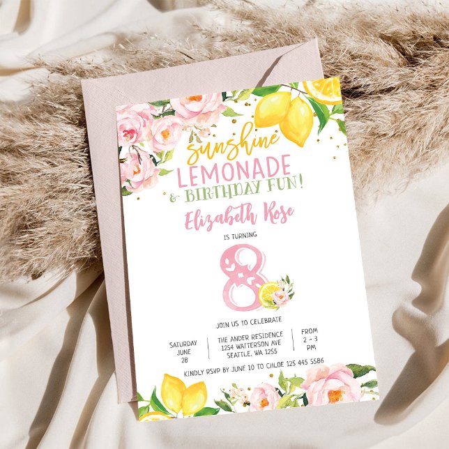 Lemon Floral Birthday Party Invitation (Creator Uploaded)