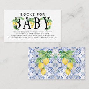 Lemon Floral Blue White Citrus Books for Baby Enclosure Card