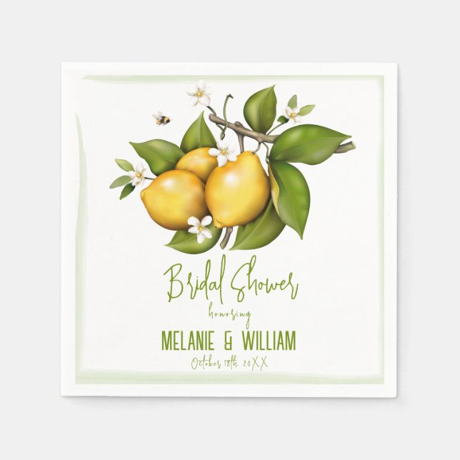 Lemon Floral Botanical Napkin (Front)