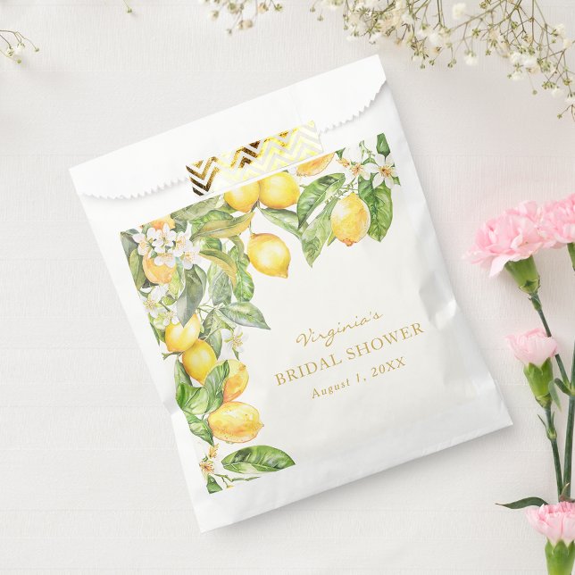 Lemon Floral Bridal Shower Favour Bag (Lemon Floral Watercolor Bridal Shower Favor Bag by Painted Paperie
)