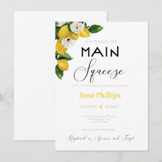 Lemon Floral Bridal Shower Invitation 