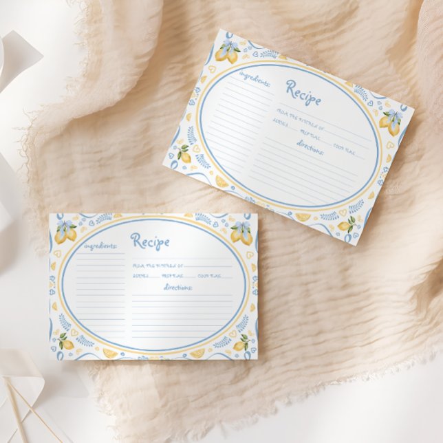 Lemon Floral Bridal Shower Recipe Card (Creator Uploaded)