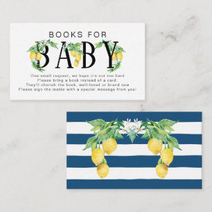 Lemon Floral Citrus Blue White Books for Baby Enclosure Card