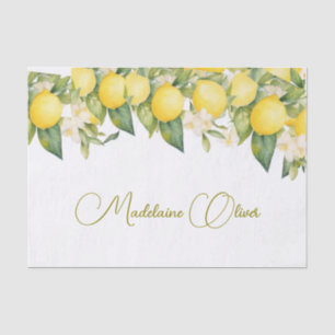 Lemon Floral Citrus Modern Personal Design  Tissue Paper