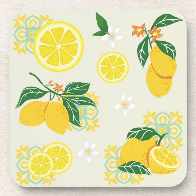 Lemon Floral Coaster (Front)