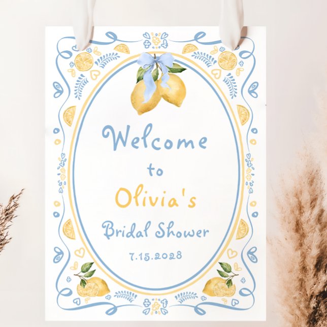 Lemon Floral Italian Bow Bridal Shower Welcome Foa Poster (Creator Uploaded)