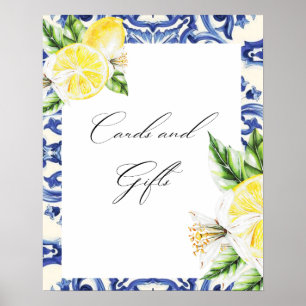 Lemon Floral Mediterranean Bridal Shower cards Poster