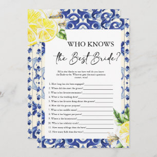 Lemon Floral Mediterranean Bridal Shower game Invitation