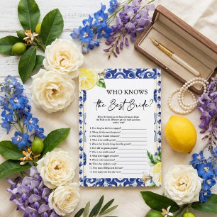 Lemon Floral Mediterranean Bridal Shower game Invitation