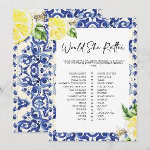 Lemon Floral Mediterranean Bridal Shower game Invitation