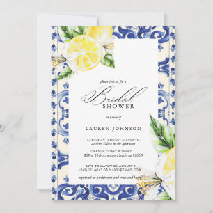 Lemon Floral Mediterranean Bridal Shower Invitation