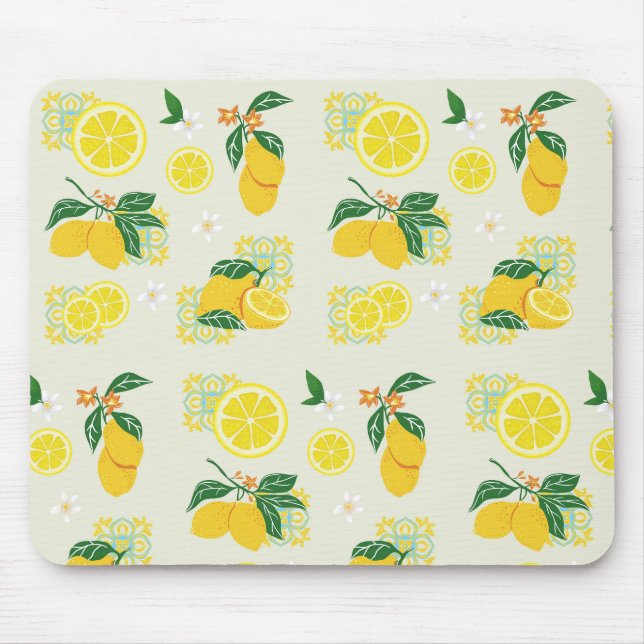 Lemon Floral Mouse Mat (Front)