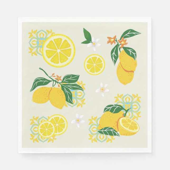 Lemon Floral Napkin (Front)