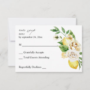 Lemon Floral no Meal RSVP V2 Card