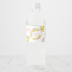 Lemon Floral Pink Birthday Water Bottle Label
