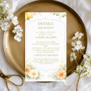 Lemon Floral Soft Information Enclosure Card