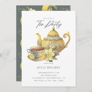 Lemon Floral   Teacup Tea Party Invitation