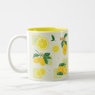 Lemon Floral Two-Tone Coffee Mug